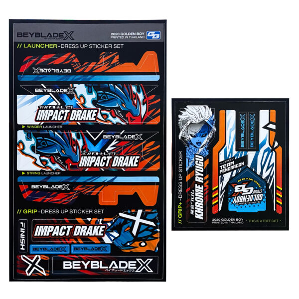 Beyblade X // Launcher - Dress Up Sticker Set (Khrome Ryugu - Impact Drake)
